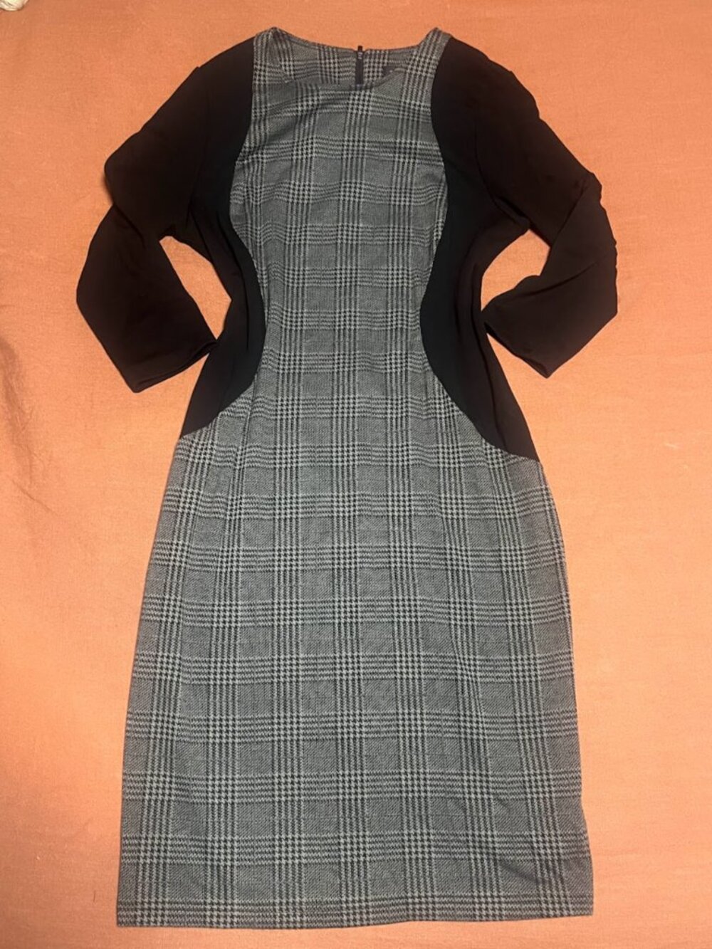 Spense Gray Plaid Midi Dress SZ 12 Dark Academia Office Siren Preppy